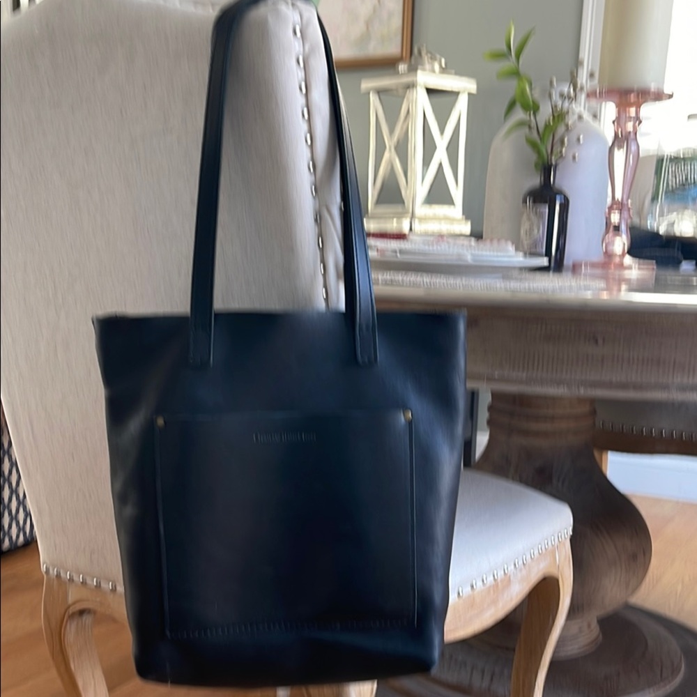 Portland leather Black  Crossbody Tote Bag